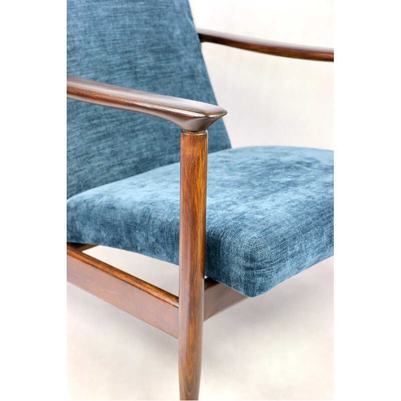 Vintage blue Gfm-142 armchair by Edmund Homa, 1970s