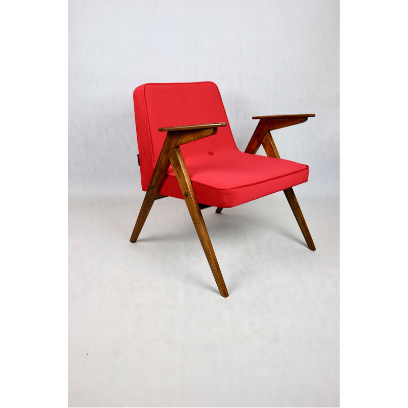 Vintage rode Bunny fauteuil van Józef Chierowski, 1970