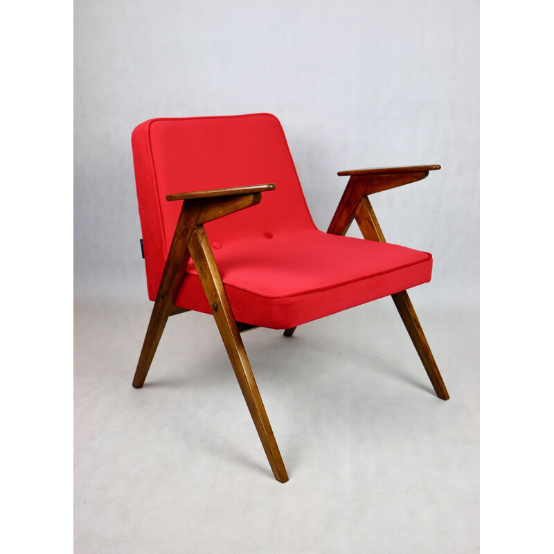 Vintage red Bunny armchair by Józef Chierowski, 1970s