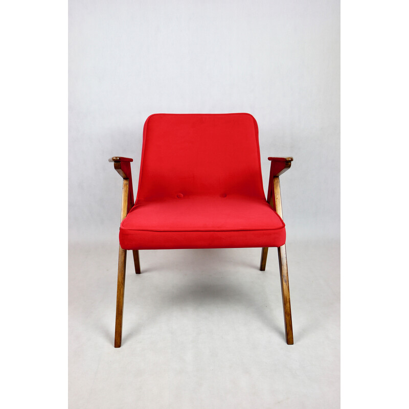 Vintage rode Bunny fauteuil van Józef Chierowski, 1970