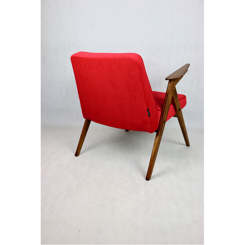 Vintage rode Bunny fauteuil van Józef Chierowski, 1970