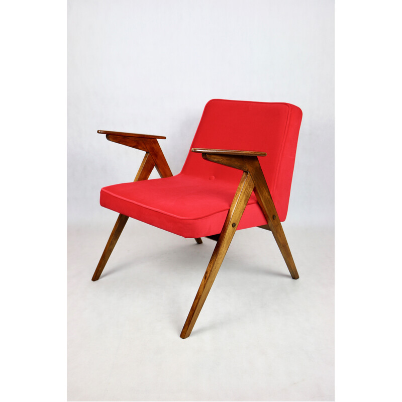 Vintage red Bunny armchair by Józef Chierowski, 1970s