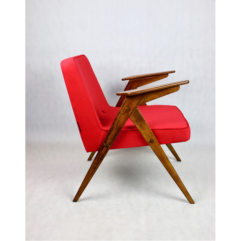 Vintage rode Bunny fauteuil van Józef Chierowski, 1970