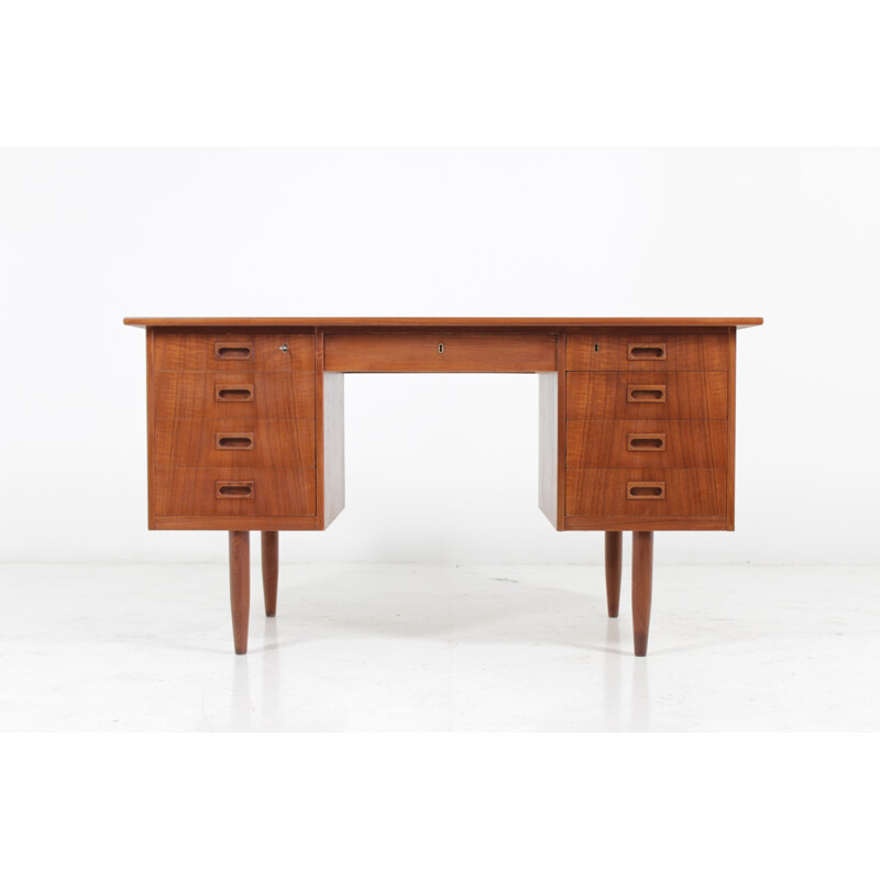 Danish mid-century teak desk with locks - 1960s