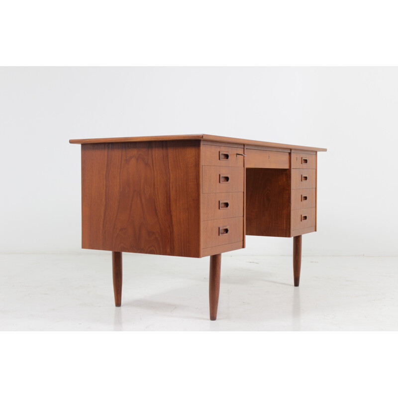 Danish mid-century teak desk with locks - 1960s