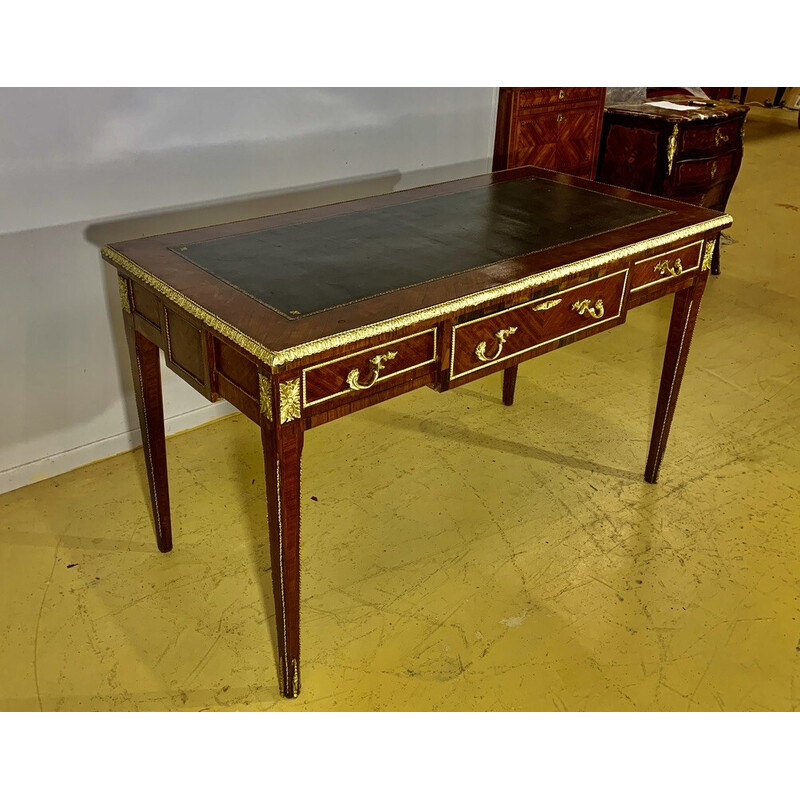 Vintage desk in bronze and precious wood