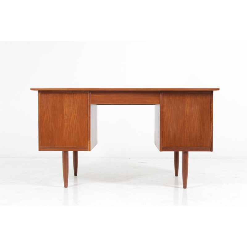 Danish mid-century teak desk with locks - 1960s