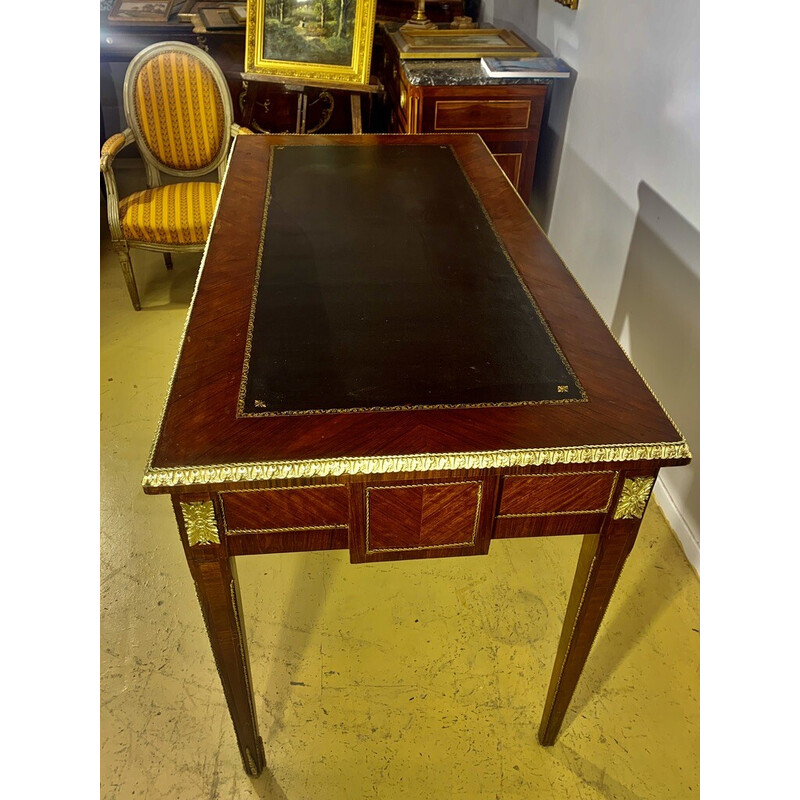 Vintage desk in bronze and precious wood