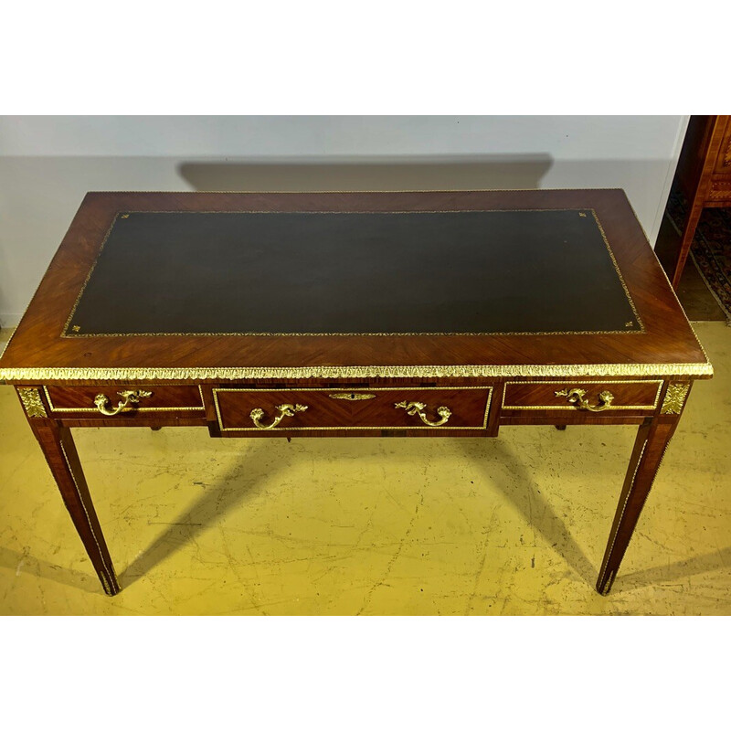 Vintage desk in bronze and precious wood