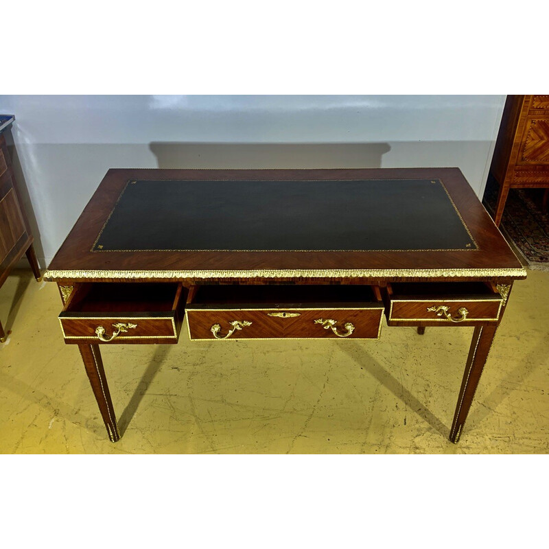 Vintage desk in bronze and precious wood