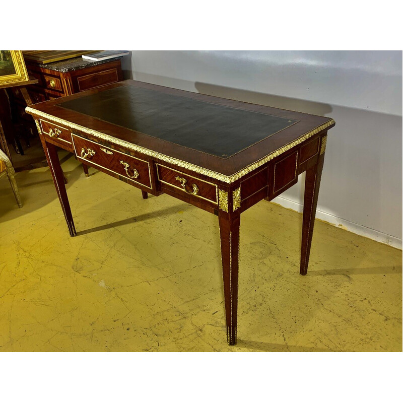 Vintage desk in bronze and precious wood