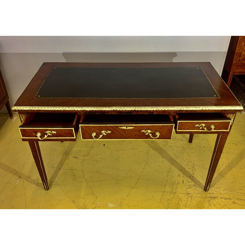 Vintage desk in bronze and precious wood