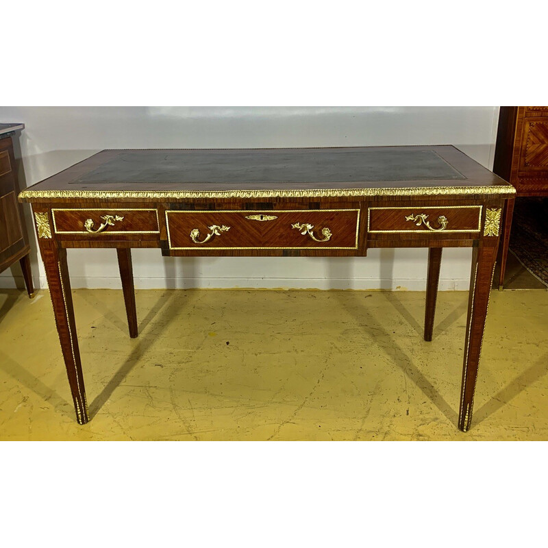 Vintage desk in bronze and precious wood