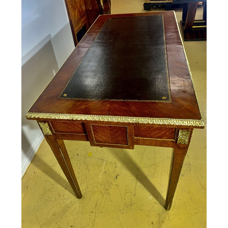 Vintage desk in bronze and precious wood