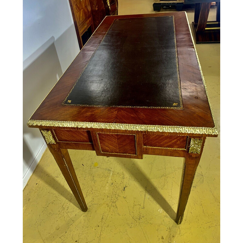 Vintage-Schreibtisch aus Bronze und Edelholz