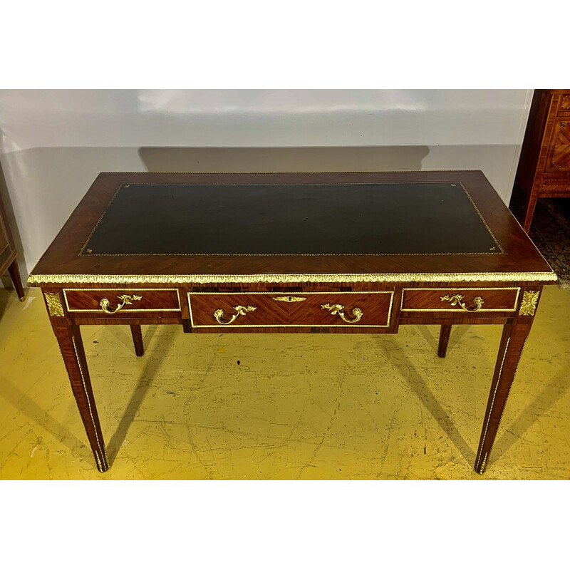 Vintage desk in bronze and precious wood