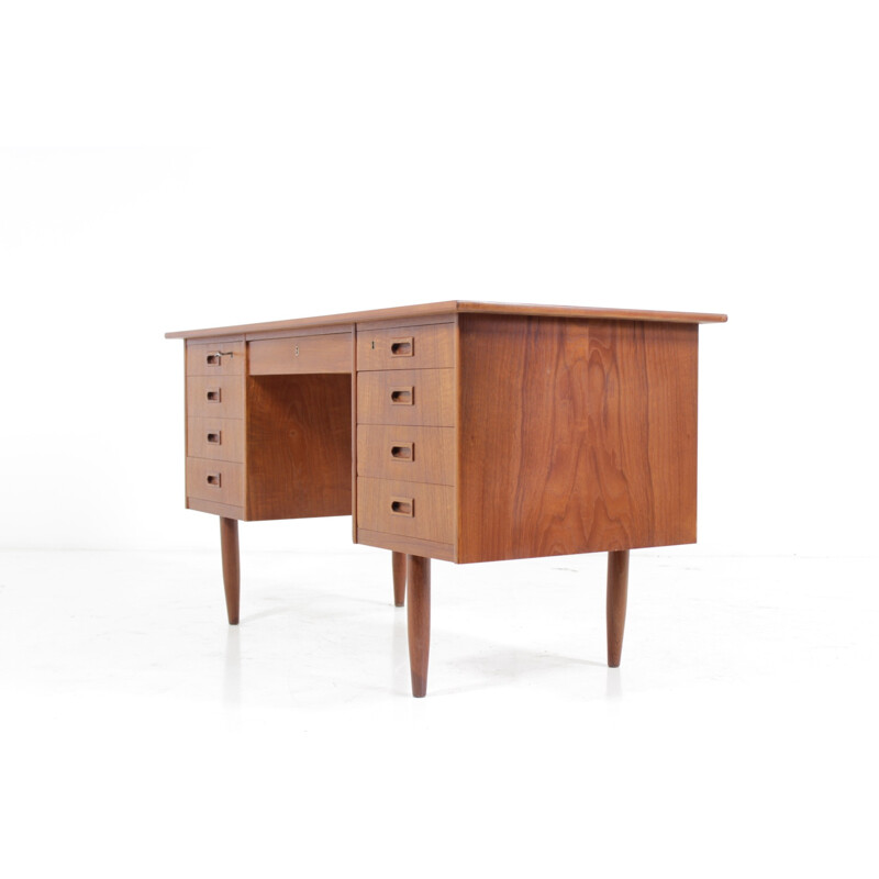 Bureau danois vintage en teck avec fermoirs - 1960