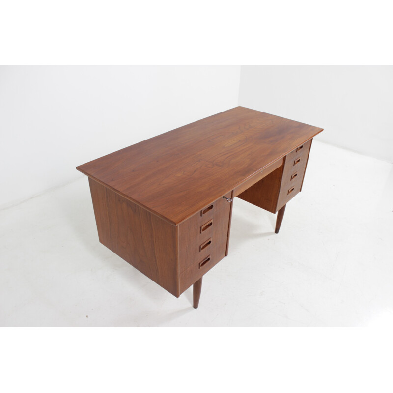 Danish mid-century teak desk with locks - 1960s