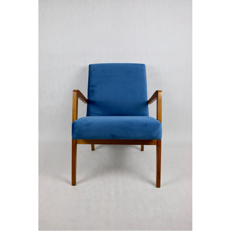 Vintage Polish armchair in ocean blue, 1970s