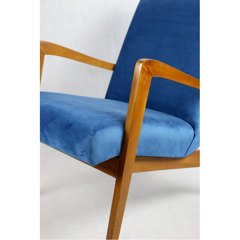 Vintage Polish armchair in ocean blue, 1970s