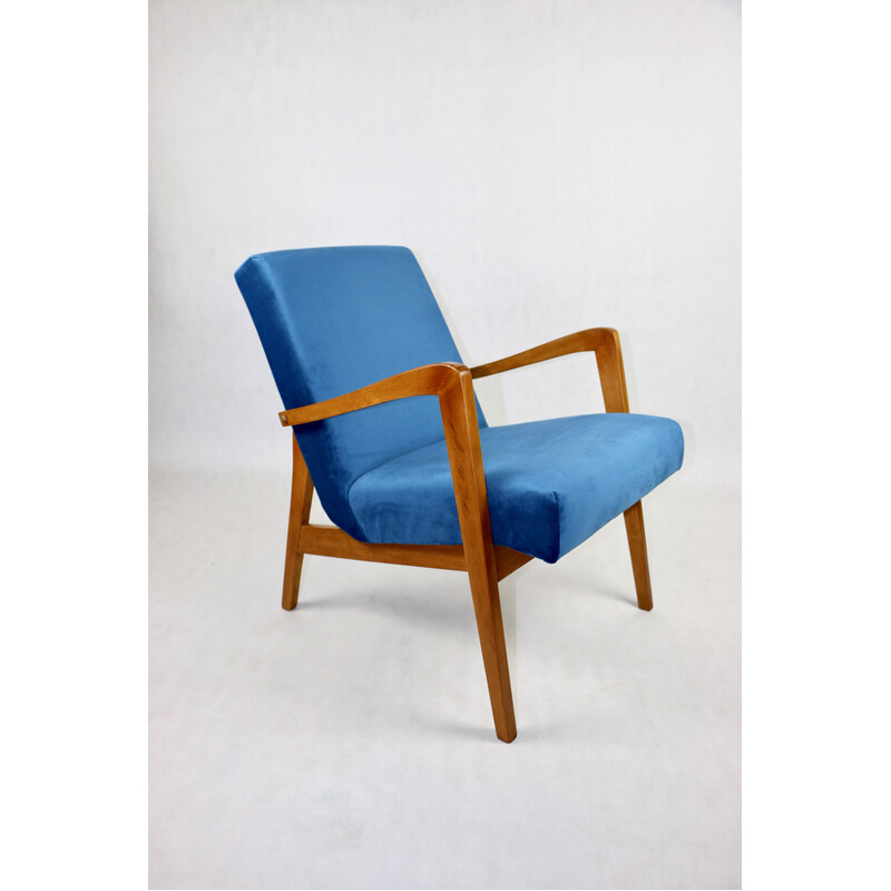 Vintage Polish armchair in ocean blue, 1970s