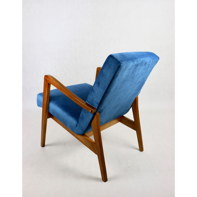 Vintage Polish armchair in ocean blue, 1970s