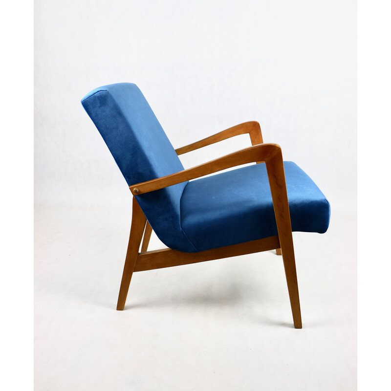 Vintage Polish armchair in ocean blue, 1970s