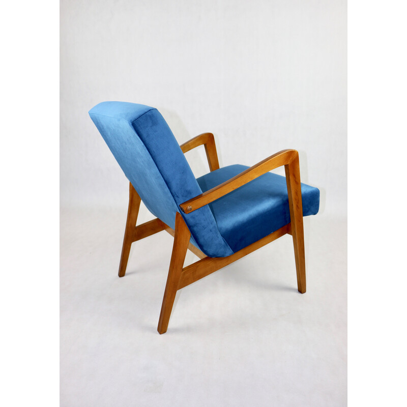 Vintage Poolse fauteuil in oceaanblauw, 1970