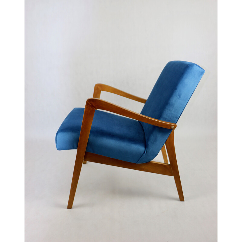 Vintage Poolse fauteuil in oceaanblauw, 1970