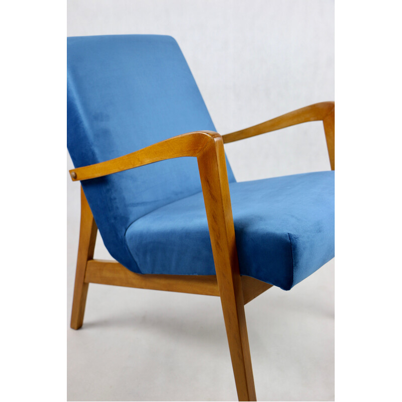 Vintage Polish armchair in ocean blue, 1970s