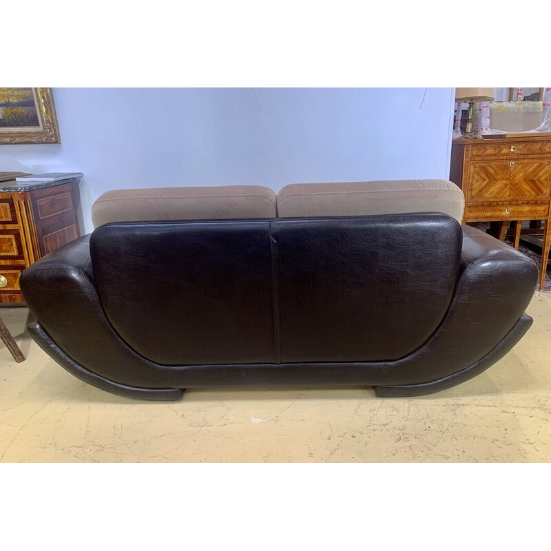 Vintage leather and alcantara sofa