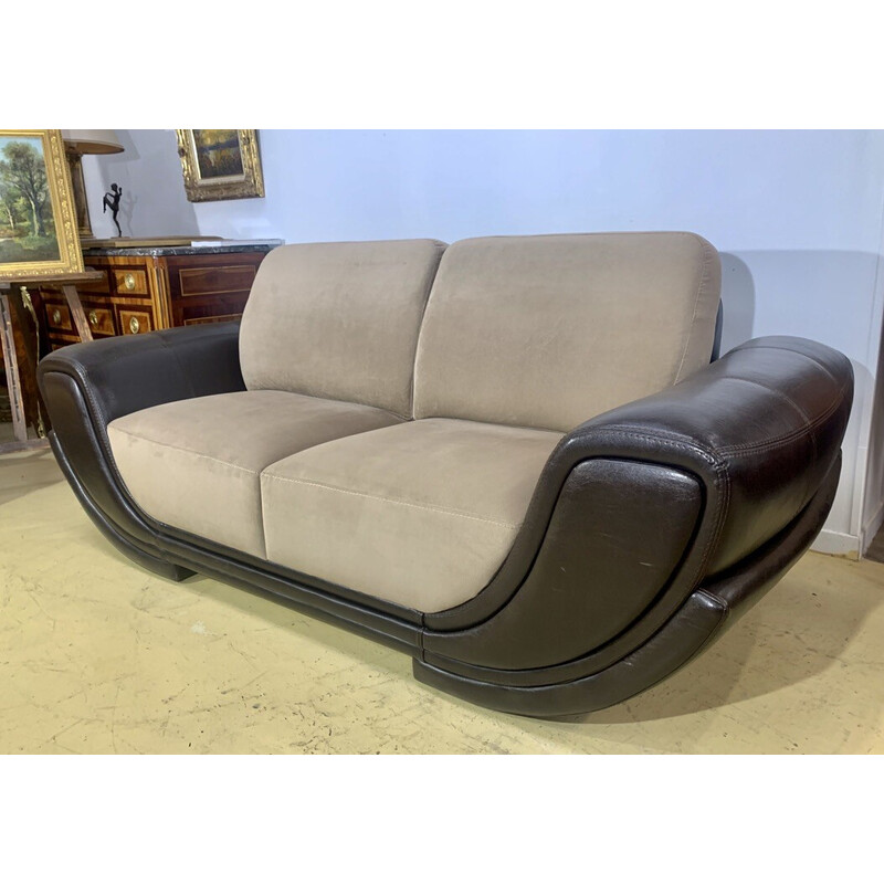 Vintage-Sofa aus Leder und Alcantara