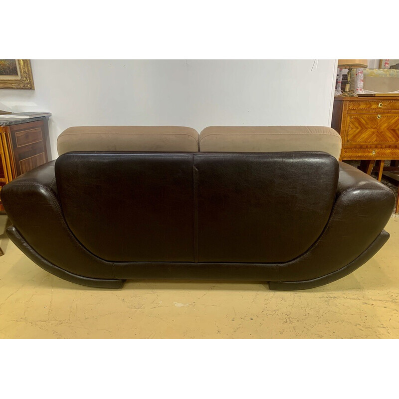 Vintage leather and alcantara sofa