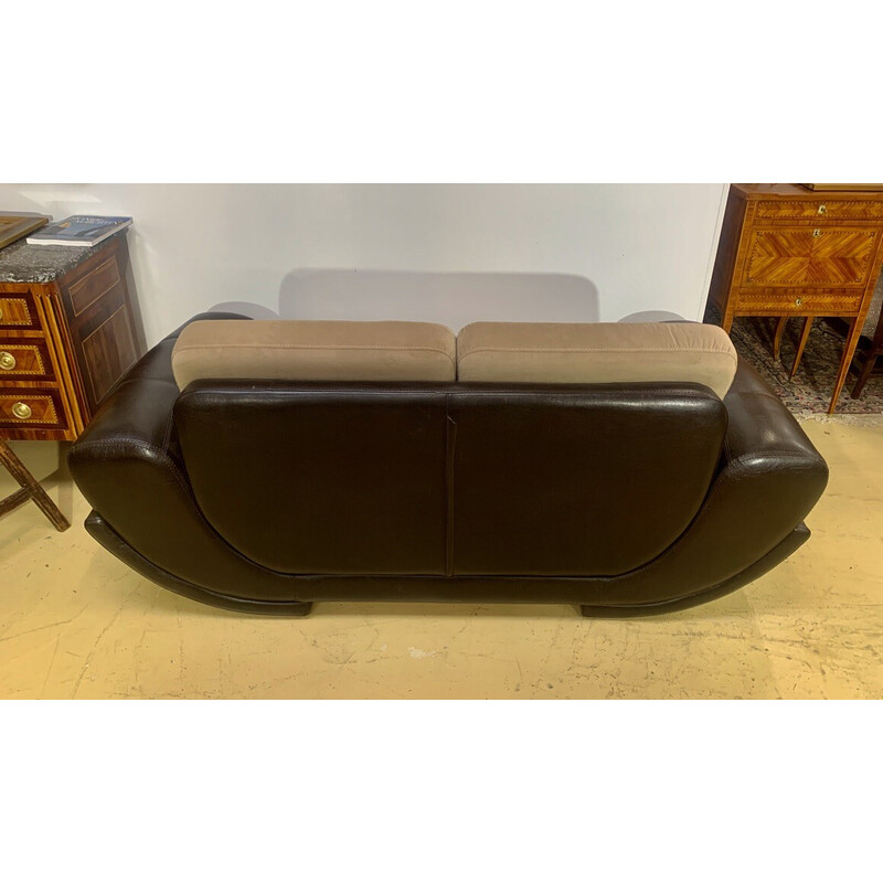 Vintage leather and alcantara sofa