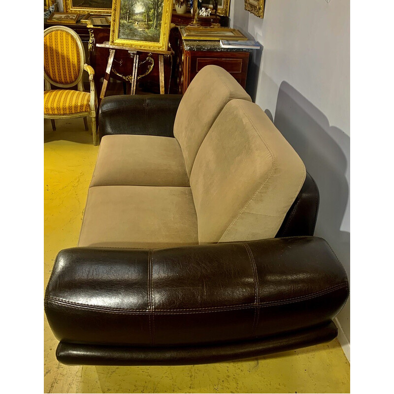 Vintage leather and alcantara sofa