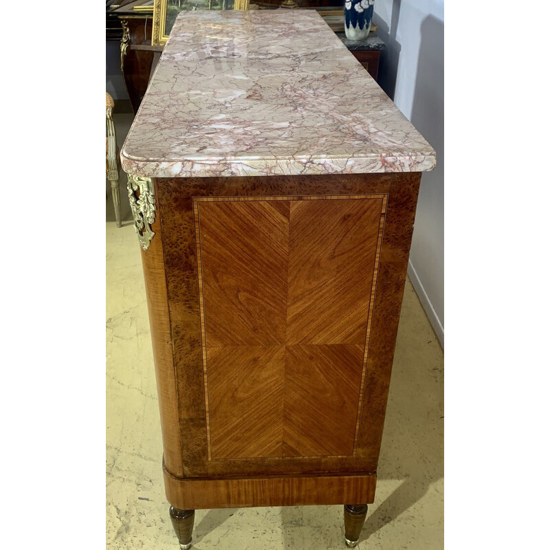 Vintage Art Deco highboard in rosewood, bronze and marble, 1920s