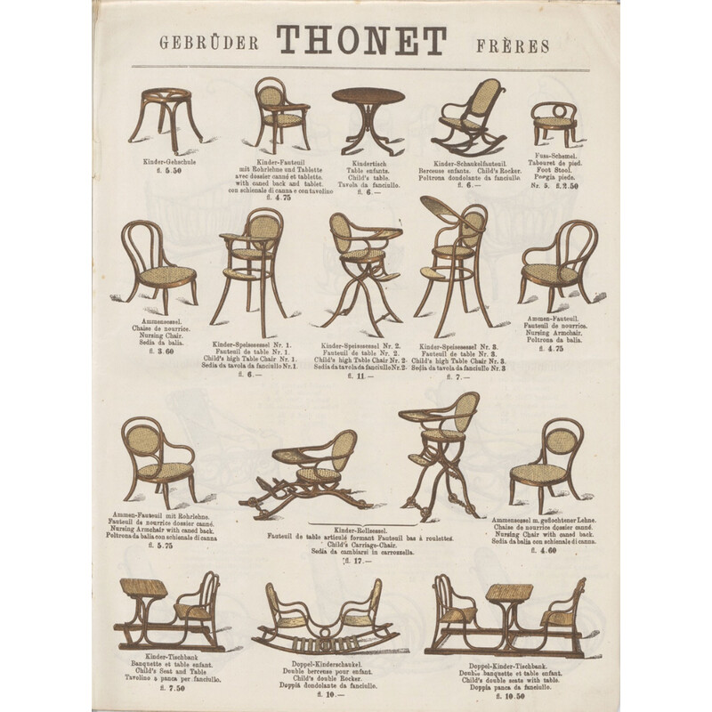 Silla infantil vintage de madera curvada de Gebrüder Thonet, 1885