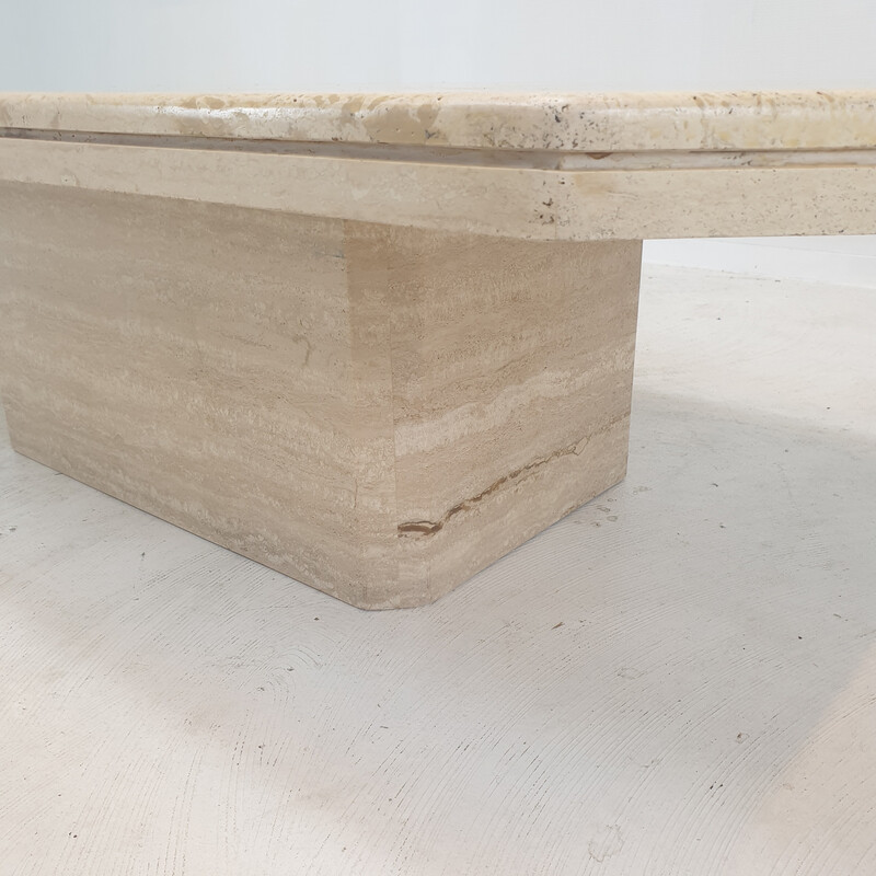 Vintage travertine coffee table, Italy 1980s