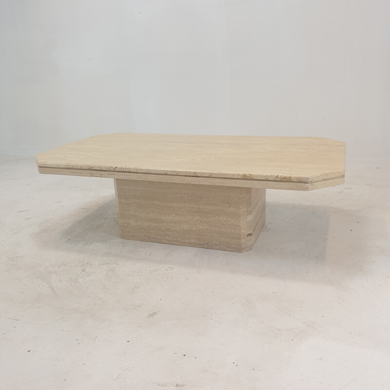 Vintage travertine coffee table, Italy 1980s