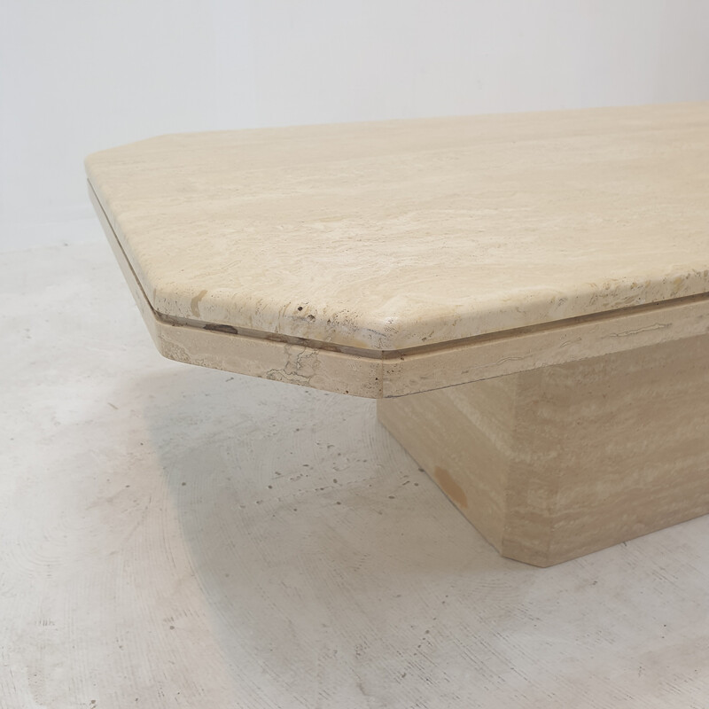 Vintage travertine coffee table, Italy 1980s