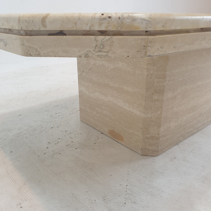 Vintage travertine coffee table, Italy 1980s