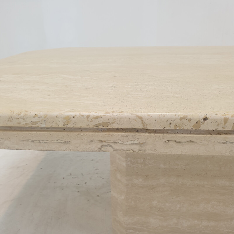 Vintage travertine coffee table, Italy 1980s