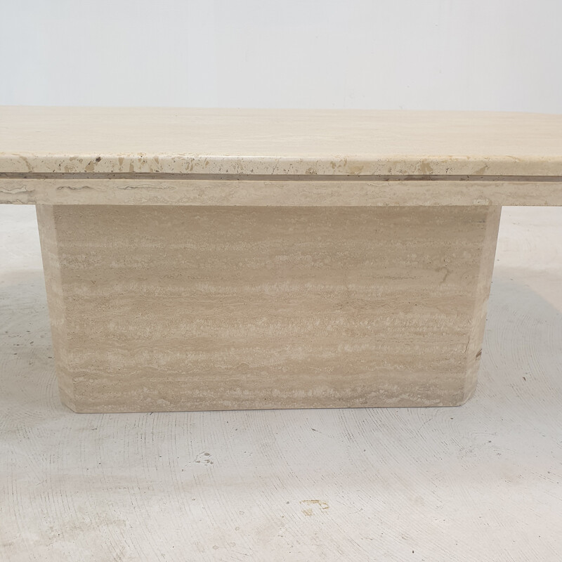 Vintage travertine coffee table, Italy 1980s