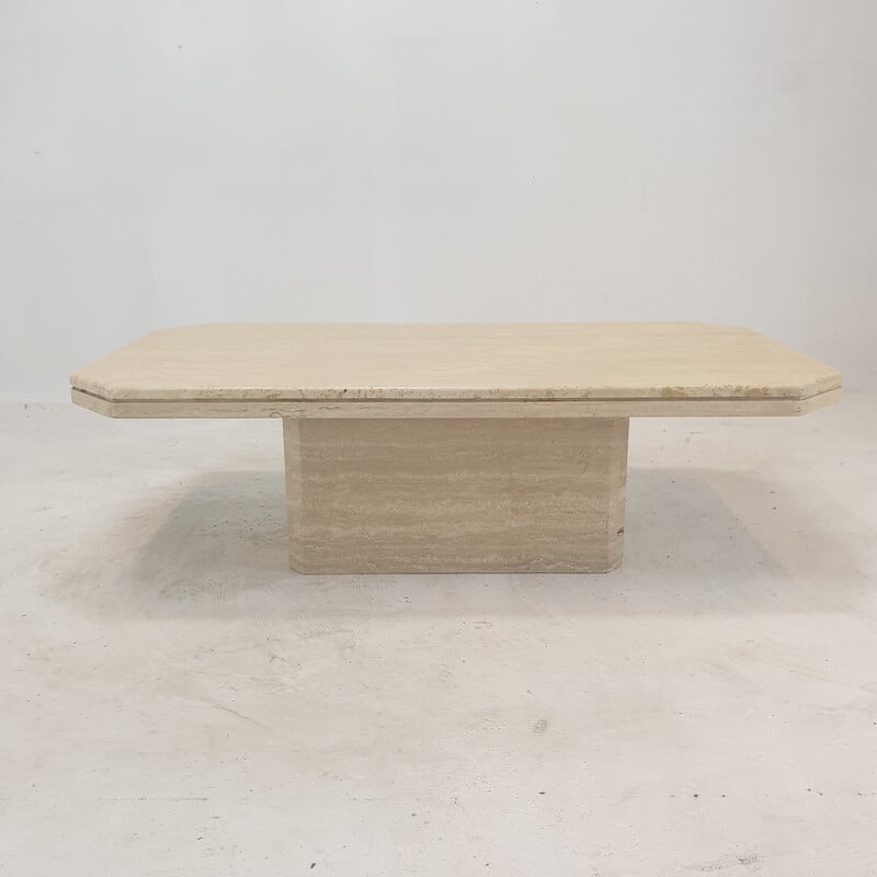 Vintage travertine coffee table, Italy 1980s