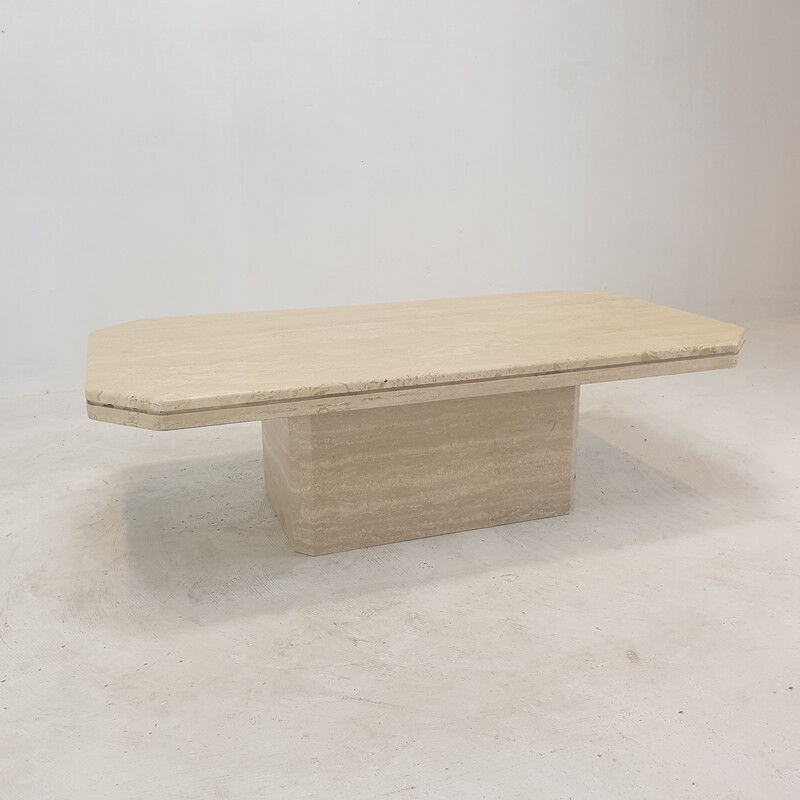 Vintage travertine coffee table, Italy 1980s