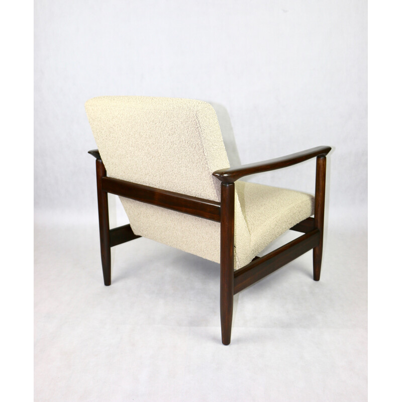 Sillón vintage Gfm-142 en madera lacada y tela beige de Edmund Homa, años 70