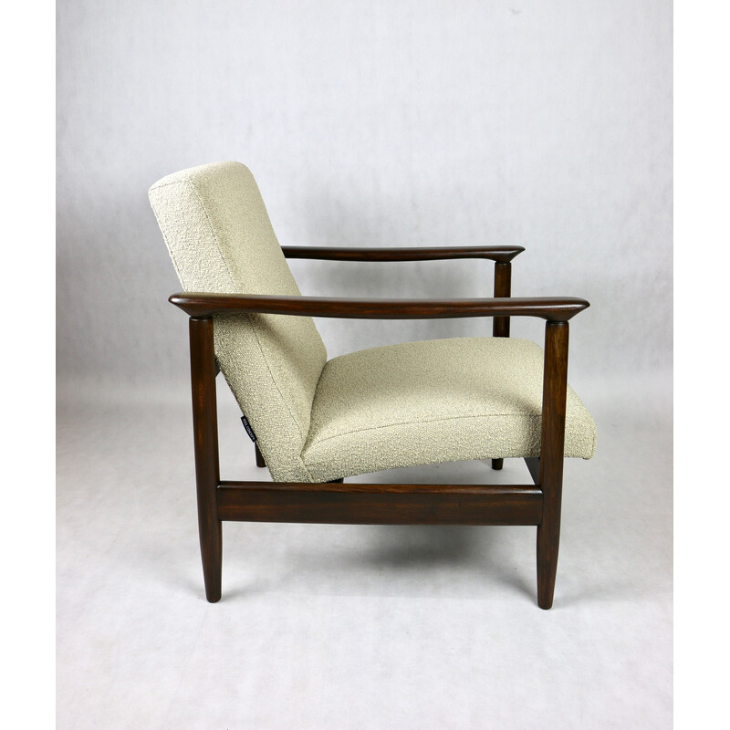 Vintage Gfm-142 armchair in lacquered wood and beige fabric by Edmund Homa, 1970s
