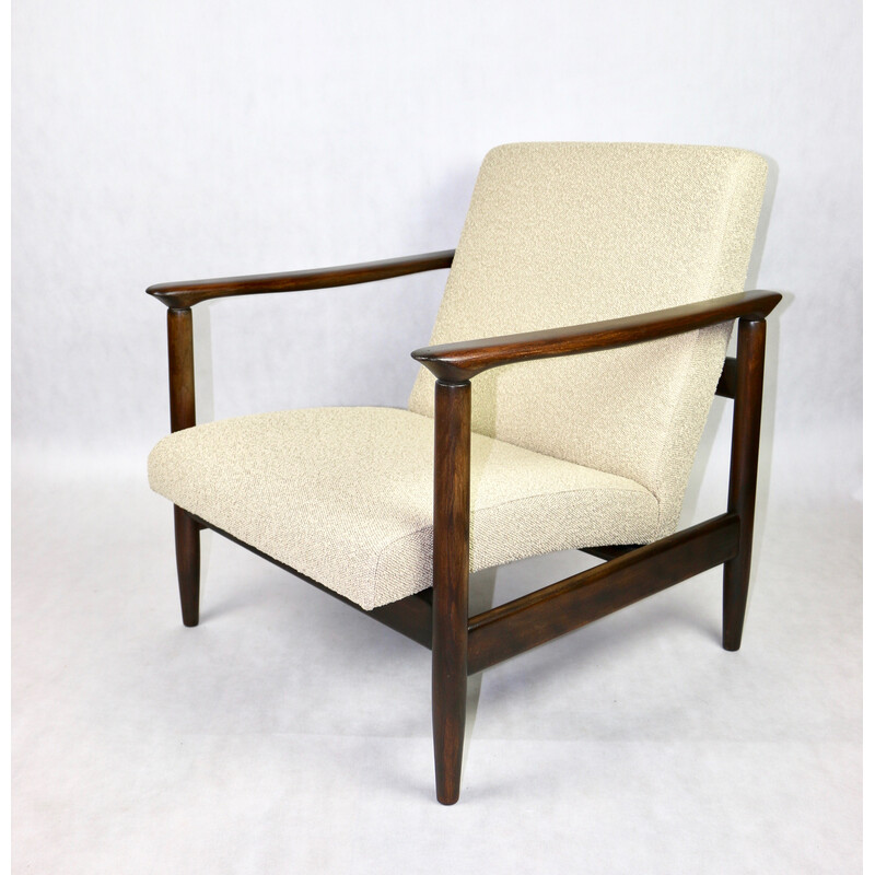 Vintage Gfm-142 armchair in lacquered wood and beige fabric by Edmund Homa, 1970s