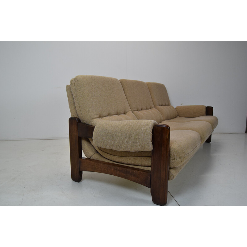 Vintage Sofa aus Stoff und Holz, Italien 1970er