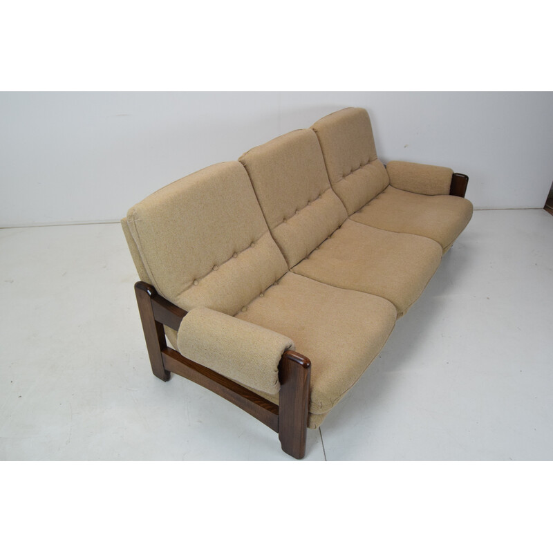 Vintage Sofa aus Stoff und Holz, Italien 1970er